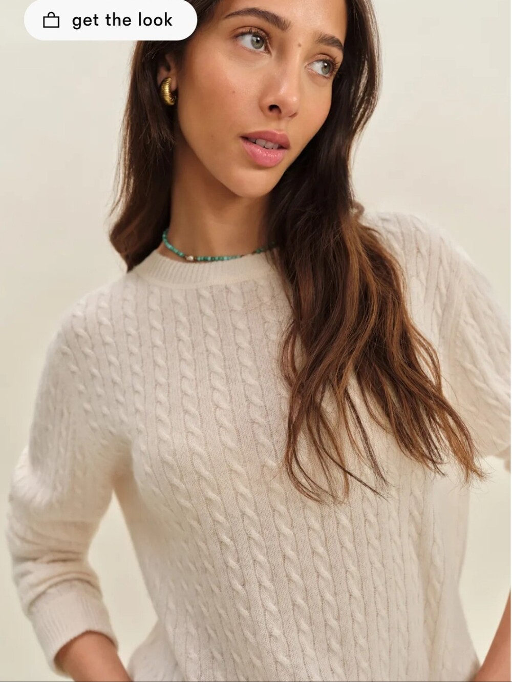 NWT Reformation Cashmere Boyfriend Sweater - Cream Cable - Small - Picture 2 of 12